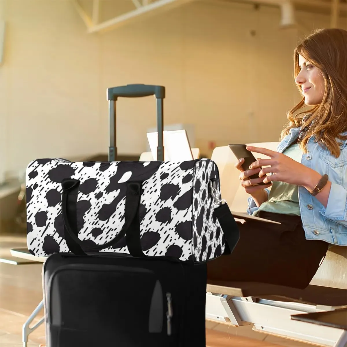 Travel Duffle Bag Abstract Leopard Print Gym Bags for Men Women Travel Duffel Bags with Adjustable Shoulder Strap Carry On Weekender Bag