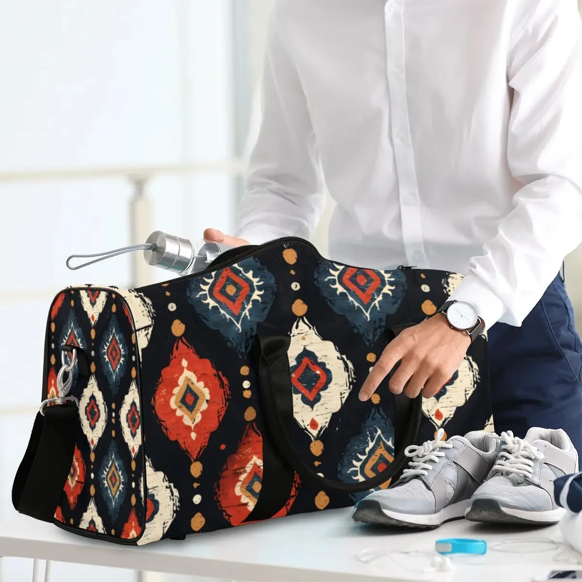 Travel Duffle Bag Boho Pattern Gym Bags for Men Women Travel Duffel Bags with Adjustable Shoulder Strap Carry On Weekender Bag