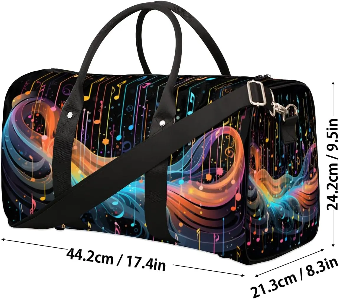 Travel Duffle Bag Cool Music Notes Gym Bags for Men Women Travel Duffel Bags with Adjustable Shoulder Strap Carry On Weekender Bag
