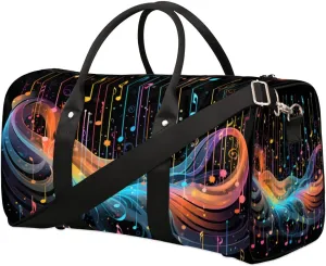 Travel Duffle Bag Cool Music Notes Gym Bags for Men Women Travel Duffel Bags with Adjustable Shoulder Strap Carry On Weekender Bag