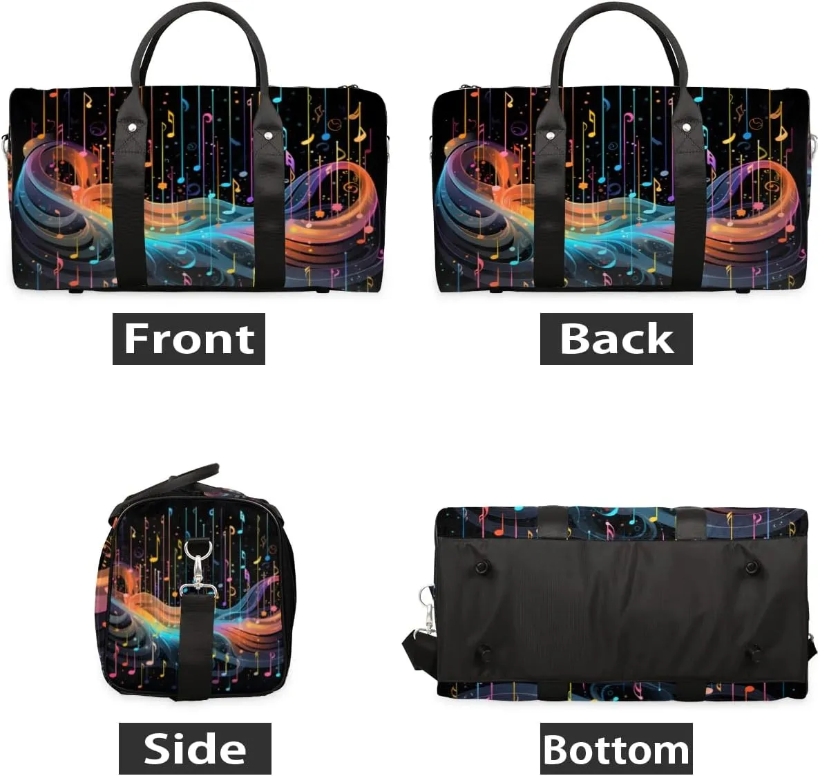 Travel Duffle Bag Cool Music Notes Gym Bags for Men Women Travel Duffel Bags with Adjustable Shoulder Strap Carry On Weekender Bag