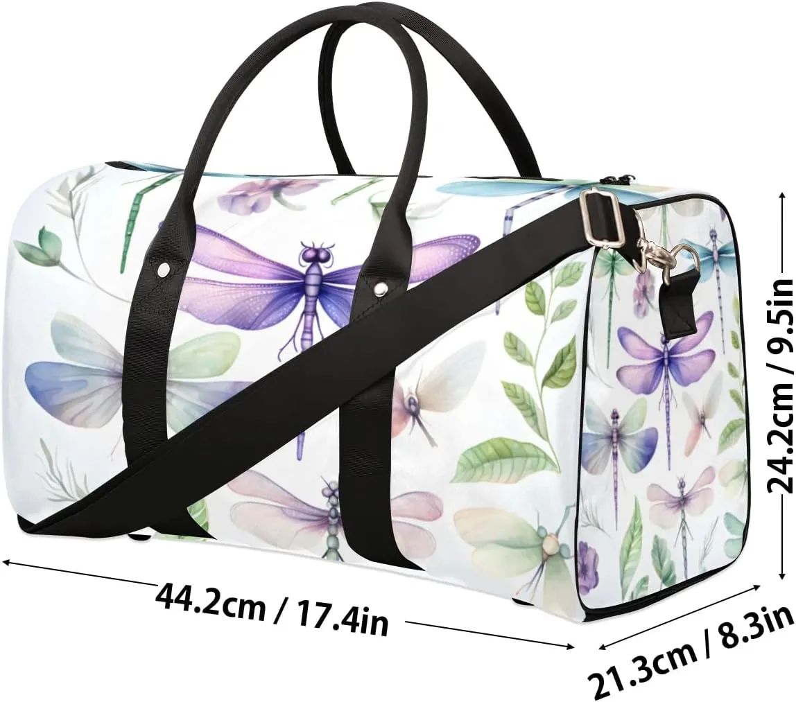 Travel Duffle Bag Dragonfly Leaf Gym Bags for Men Women Travel Duffel Bags with Adjustable Shoulder Strap Carry On Weekender Bag