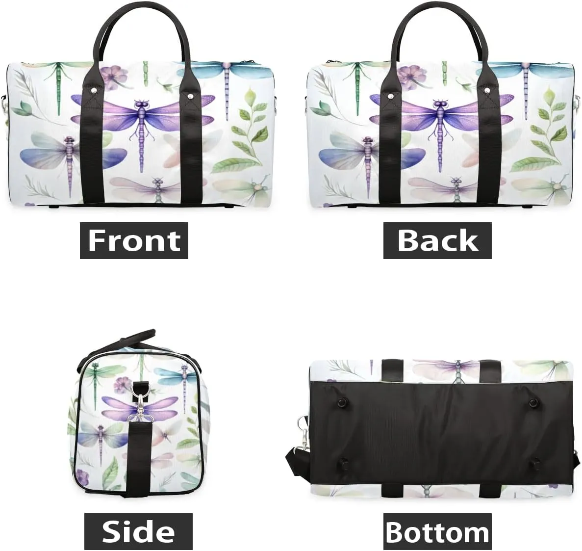 Travel Duffle Bag Dragonfly Leaf Gym Bags for Men Women Travel Duffel Bags with Adjustable Shoulder Strap Carry On Weekender Bag
