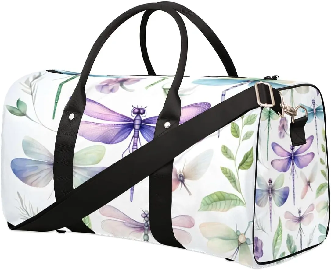 Travel Duffle Bag Dragonfly Leaf Gym Bags for Men Women Travel Duffel Bags with Adjustable Shoulder Strap Carry On Weekender Bag