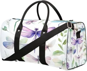 Travel Duffle Bag Dragonfly Leaf Gym Bags for Men Women Travel Duffel Bags with Adjustable Shoulder Strap Carry On Weekender Bag