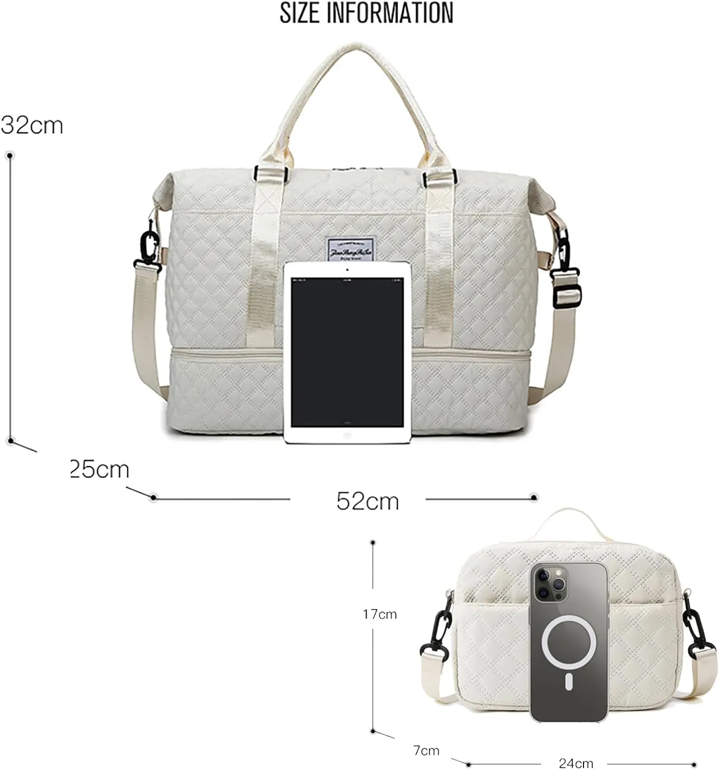 Travel Duffle Bag for Women with Shoe Compartment Carry on Overnight Bag with Toiletry Bag Gym Totes Bags with Wet Pocket Hospital Bags (Black Large Bag)