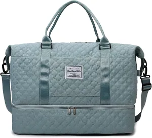Travel Duffle Bag for Women with Shoe Compartment Carry on Overnight Bag with Toiletry Bag Gym Totes Bags with Wet Pocket Hospital Bags (Mint Large Bag)