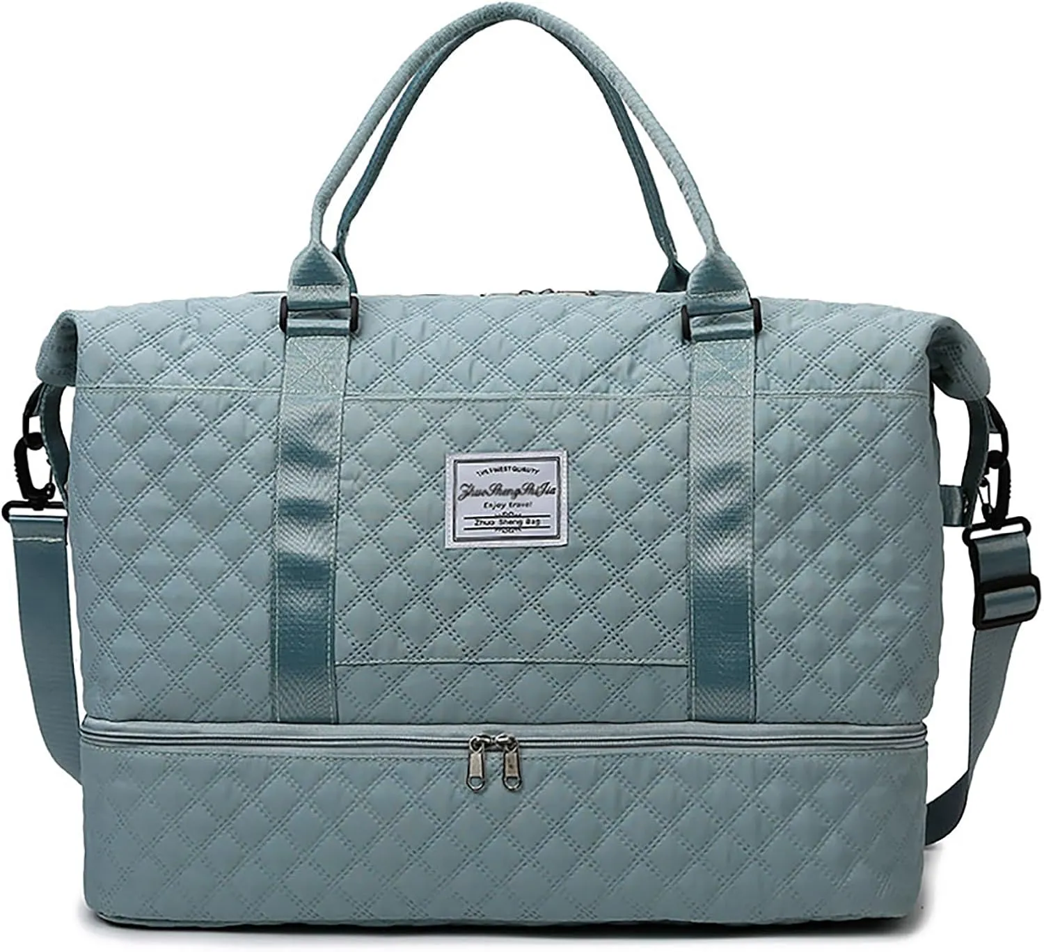 Travel Duffle Bag for Women with Shoe Compartment Carry on Overnight Bag with Toiletry Bag Gym Totes Bags with Wet Pocket Hospital Bags (Mint Large Bag)