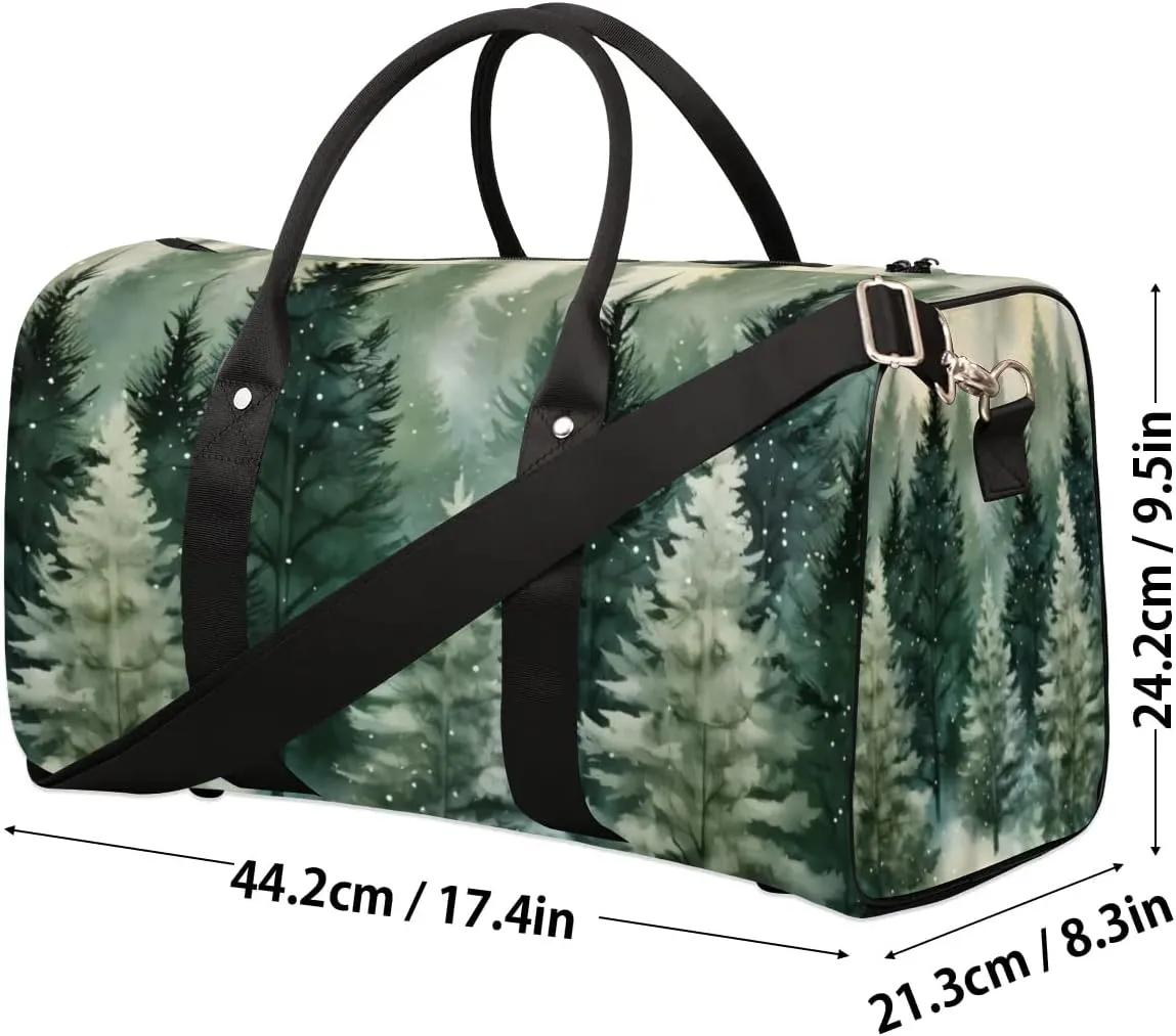 Travel Duffle Bag Pine Trees Watercolor Gym Bags for Men Women Travel Duffel Bags with Adjustable Shoulder Strap Carry On Weekender Bag