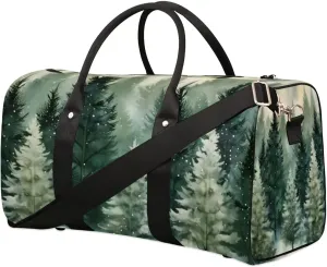 Travel Duffle Bag Pine Trees Watercolor Gym Bags for Men Women Travel Duffel Bags with Adjustable Shoulder Strap Carry On Weekender Bag