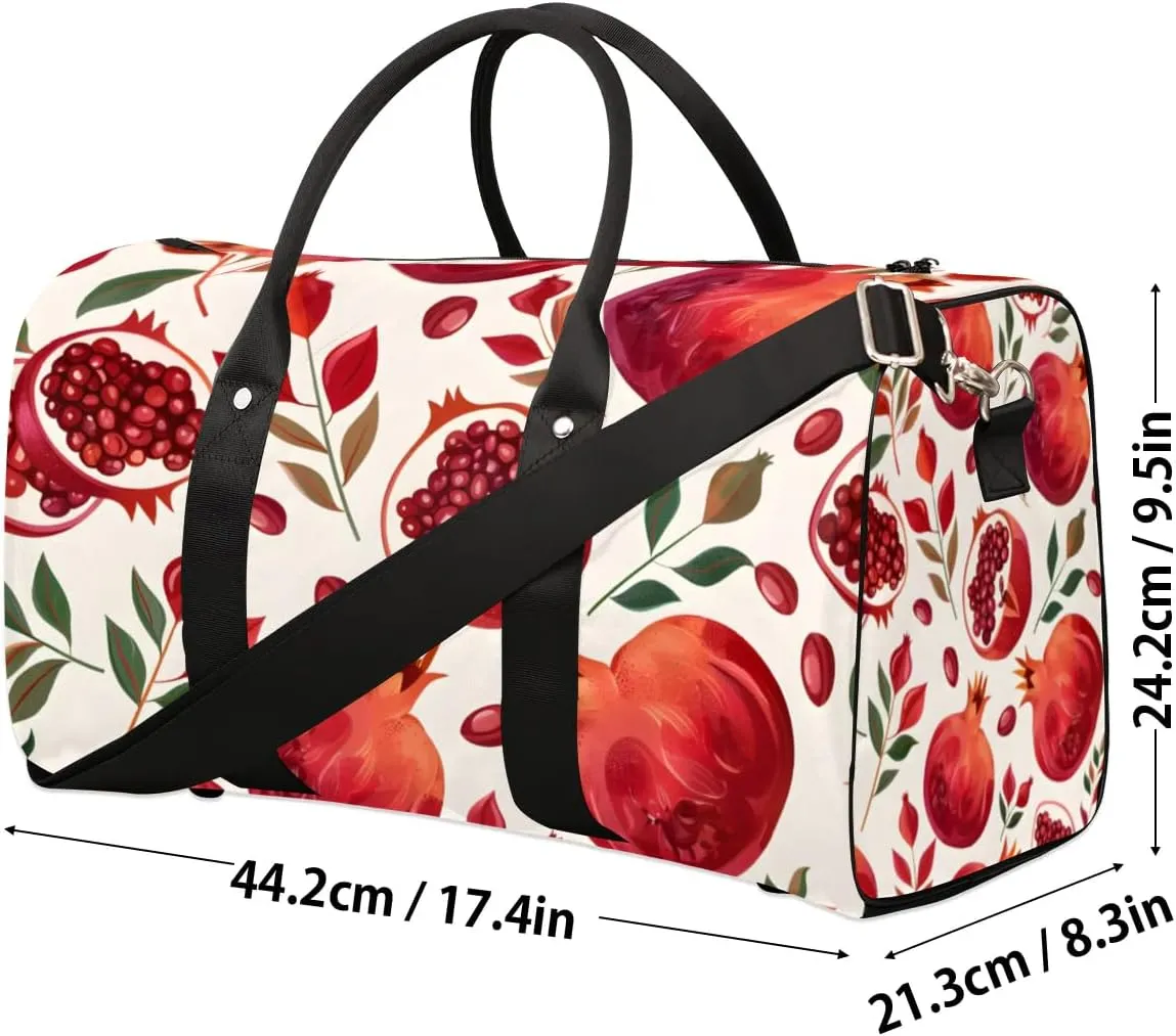 Travel Duffle Bag Pomegranate Leaf Gym Bags for Men Women Travel Duffel Bags with Adjustable Shoulder Strap Carry On Weekender Bag