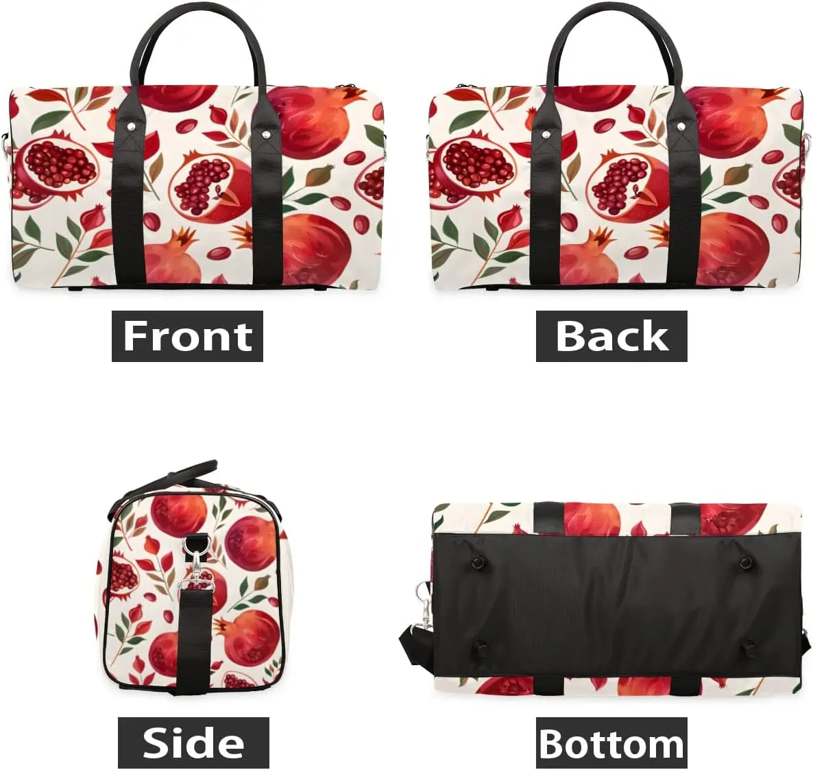 Travel Duffle Bag Pomegranate Leaf Gym Bags for Men Women Travel Duffel Bags with Adjustable Shoulder Strap Carry On Weekender Bag