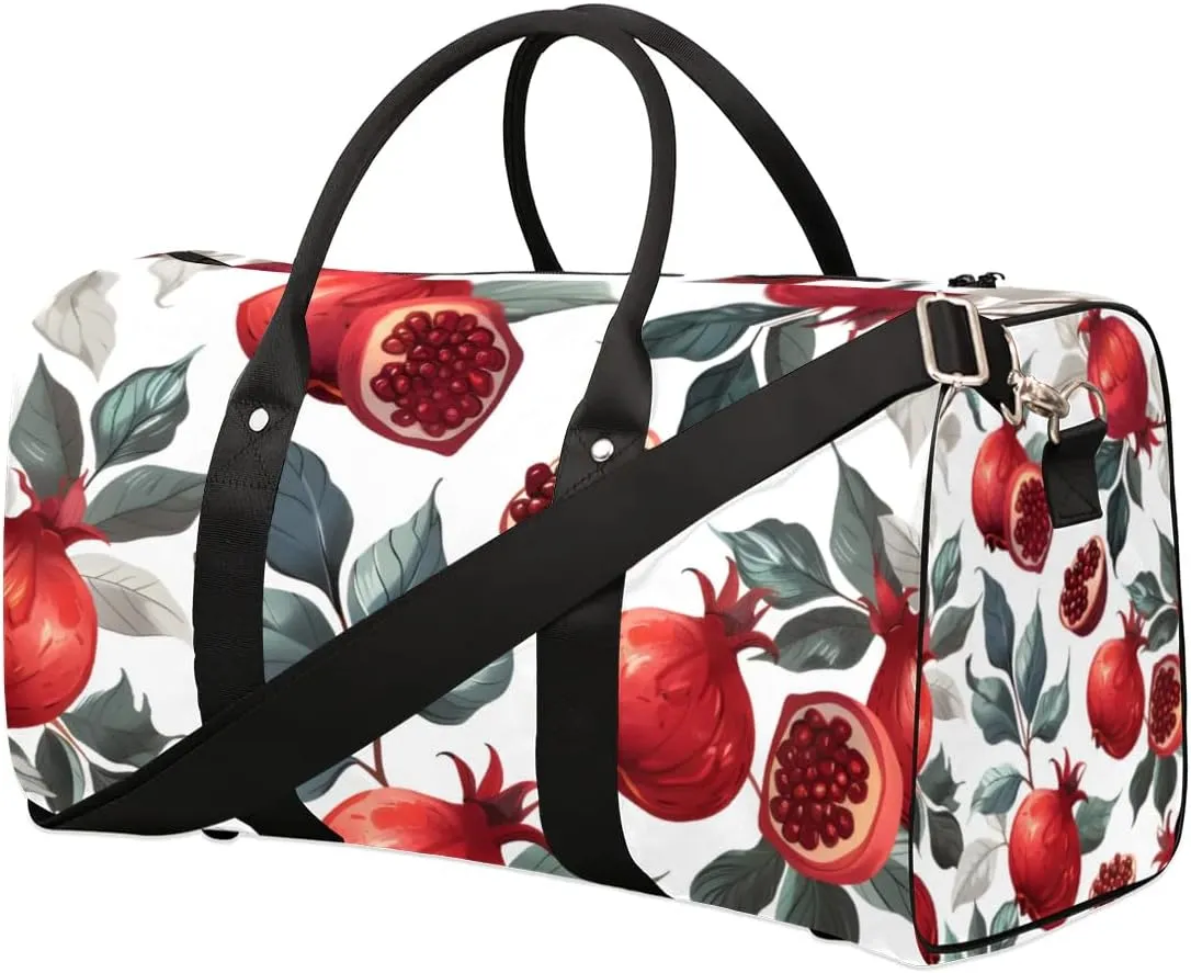 Travel Duffle Bag Retro Pomegranate Gym Bags for Men Women Travel Duffel Bags with Adjustable Shoulder Strap Carry On Weekender Bag
