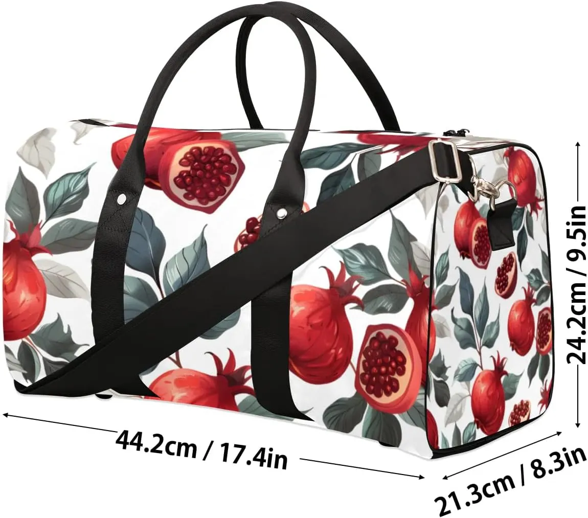 Travel Duffle Bag Retro Pomegranate Gym Bags for Men Women Travel Duffel Bags with Adjustable Shoulder Strap Carry On Weekender Bag