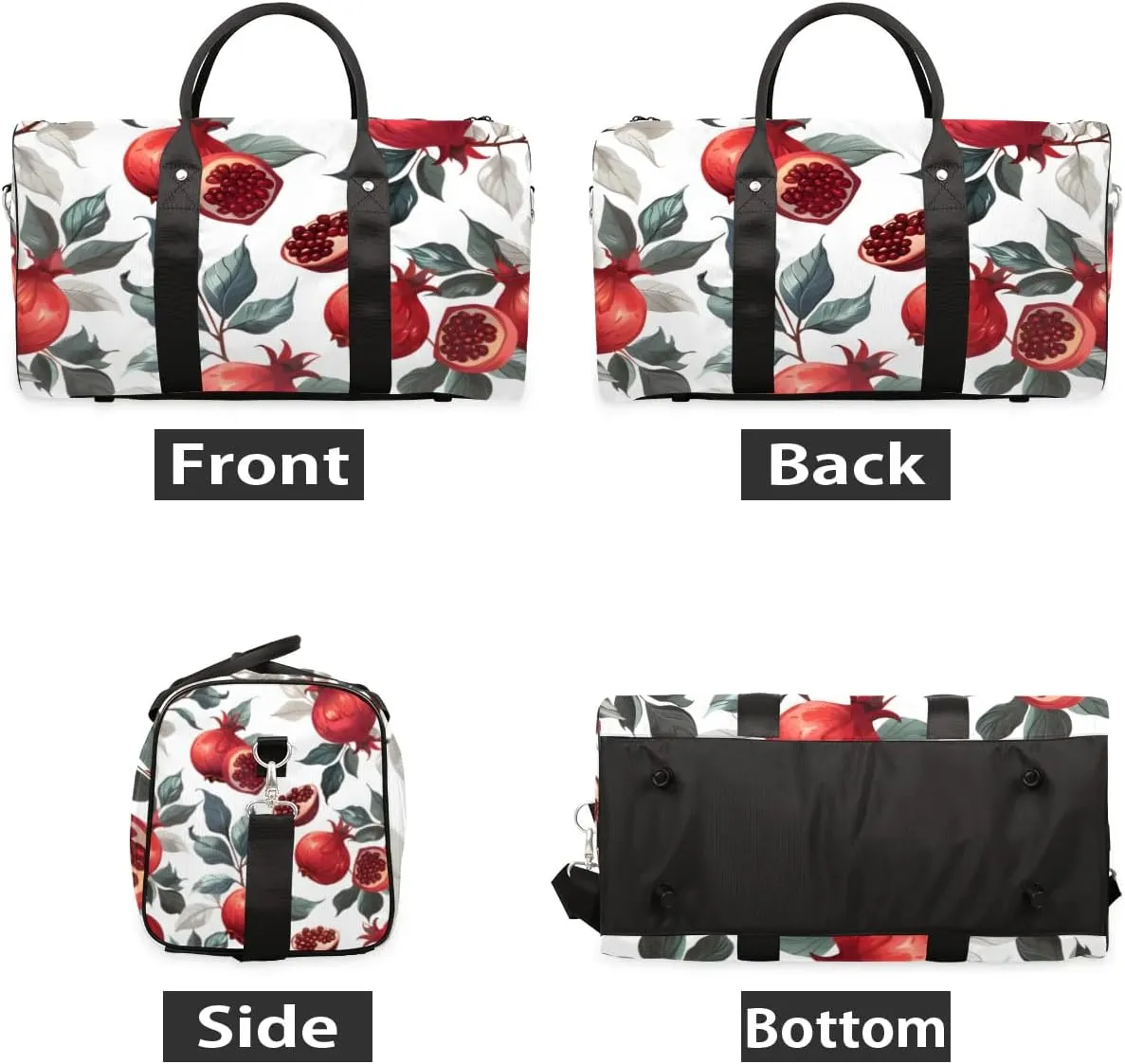 Travel Duffle Bag Retro Pomegranate Gym Bags for Men Women Travel Duffel Bags with Adjustable Shoulder Strap Carry On Weekender Bag