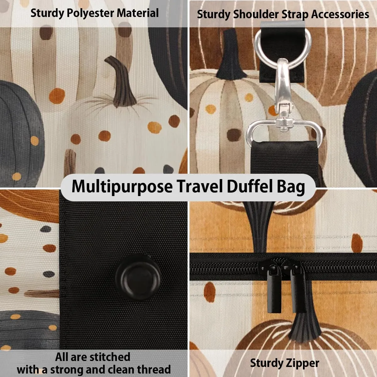Travel Duffle Bag Retro Pumpkins Gym Bags for Men Women Travel Duffel Bags with Adjustable Shoulder Strap Carry On Weekender Bag