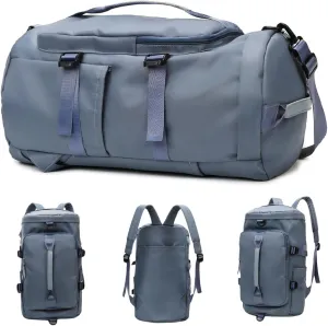 Travel Duffle Bag, Waterproof Weekender Overnight Hospital Bags for Women Men with Toiletry Bag Lightweight Carry on Personal Item Duffle Gym Bag for Travel, Airplanes, Sports (Blue Gray)