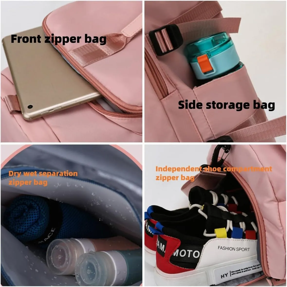 Travel Duffle Bag, Waterproof Weekender Overnight Hospital Bags for Women Men with Toiletry Bag Lightweight Carry on Personal Item Duffle Gym Bag for Travel, Airplanes, Sports (Blue Gray)