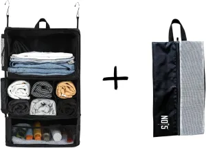 Travel Organizer, Compression Suitcase Organizer, Hanging Organizer, Luggage Packing Organizer, Clothes Closet Organizer, Portable Storage Shelves, Includes Shoe Bag