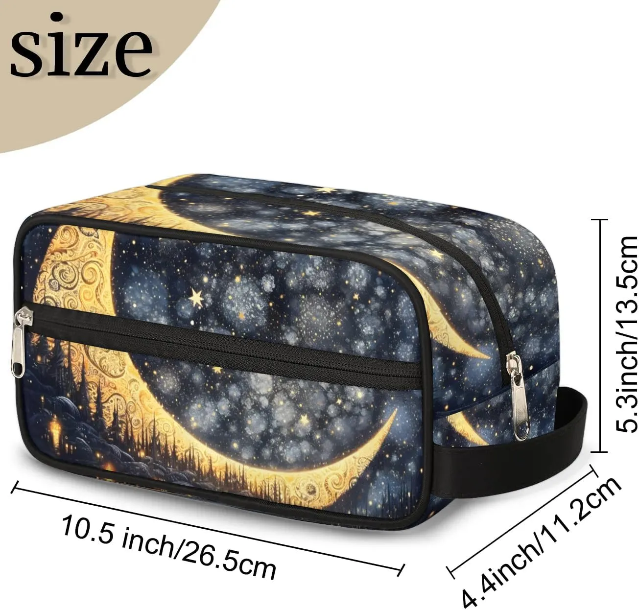 Travel Toiletry Bag for Women Men Magic Moon Star Hanging Cosmetic Bag Waterproof Makeup Bag for Shaving Makeup Toothbrush & Travel Essentials