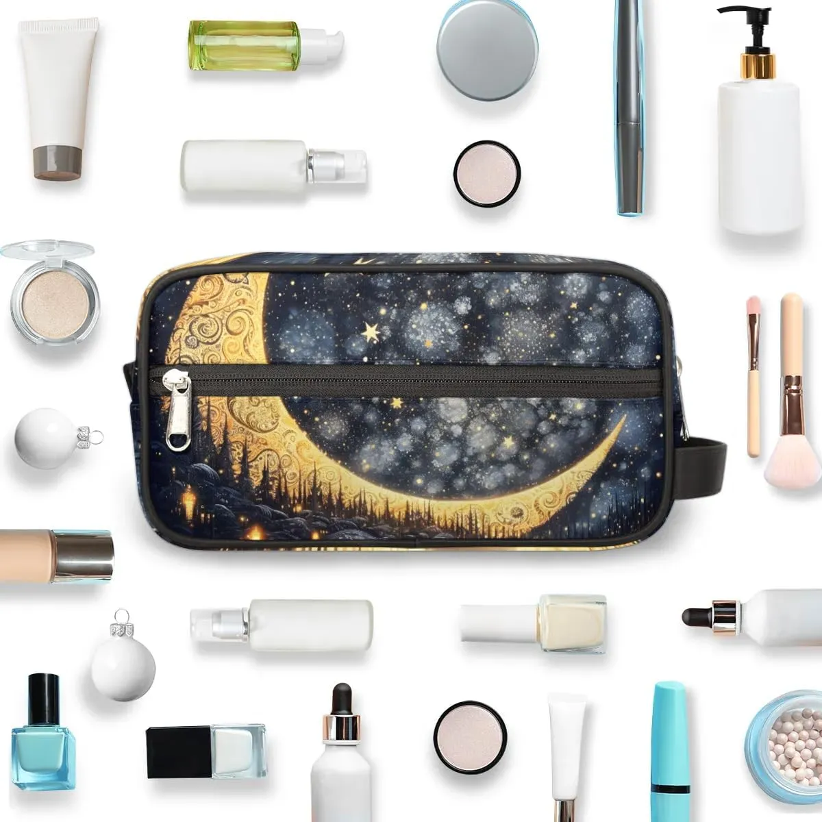 Travel Toiletry Bag for Women Men Magic Moon Star Hanging Cosmetic Bag Waterproof Makeup Bag for Shaving Makeup Toothbrush & Travel Essentials
