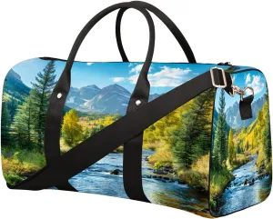 Tree Landscape Travel Duffel Bag for Women Men Small Sport Gym Bag Waterproof Weekender Overnight Lightweight Carry on Foldable Gym Bag for Training Swim Yoga Traveling Handbag