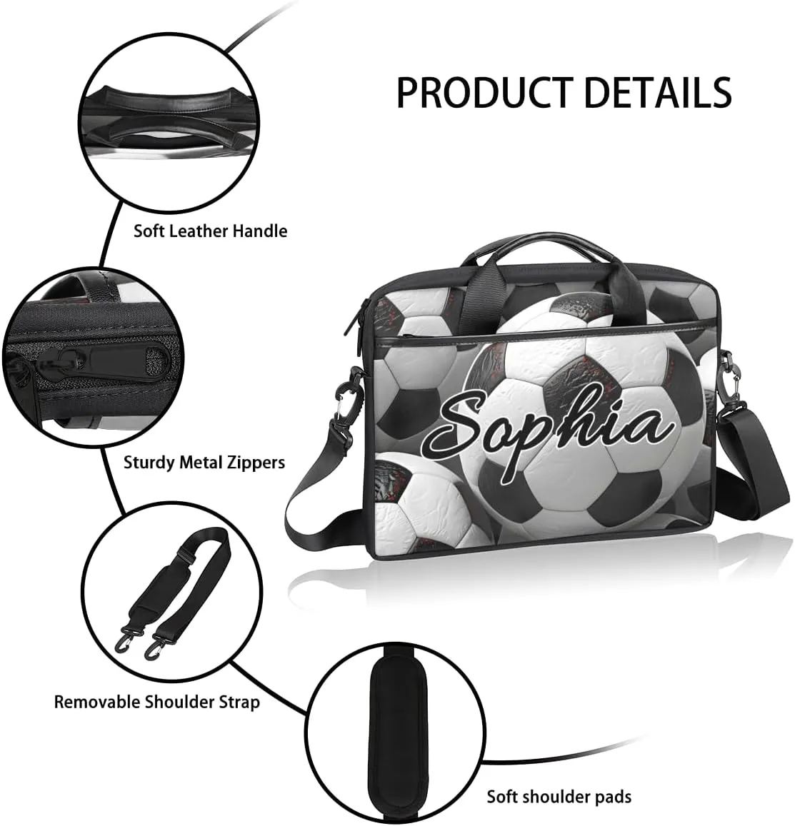 TropicalLife Personalized Laptop Bag 15 Inch Custom Sleeve Case with Handle Shoulder Strap Computer Messenger Bag