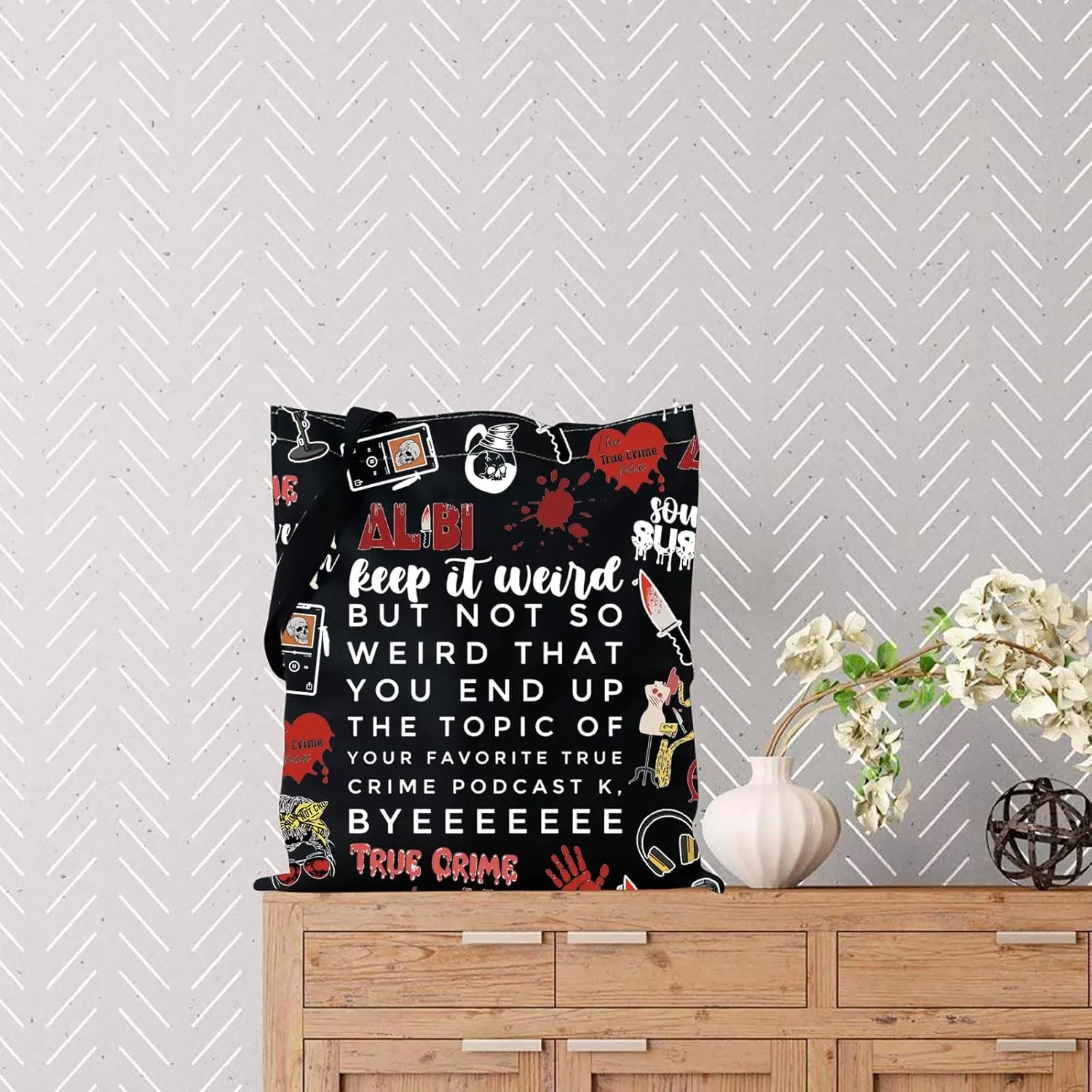 TSOTMO Morbid Crime Inspired Gift True Crime Club Makeup Bag True Crime Fan Zipper bag (BYEEEEEEE tote)