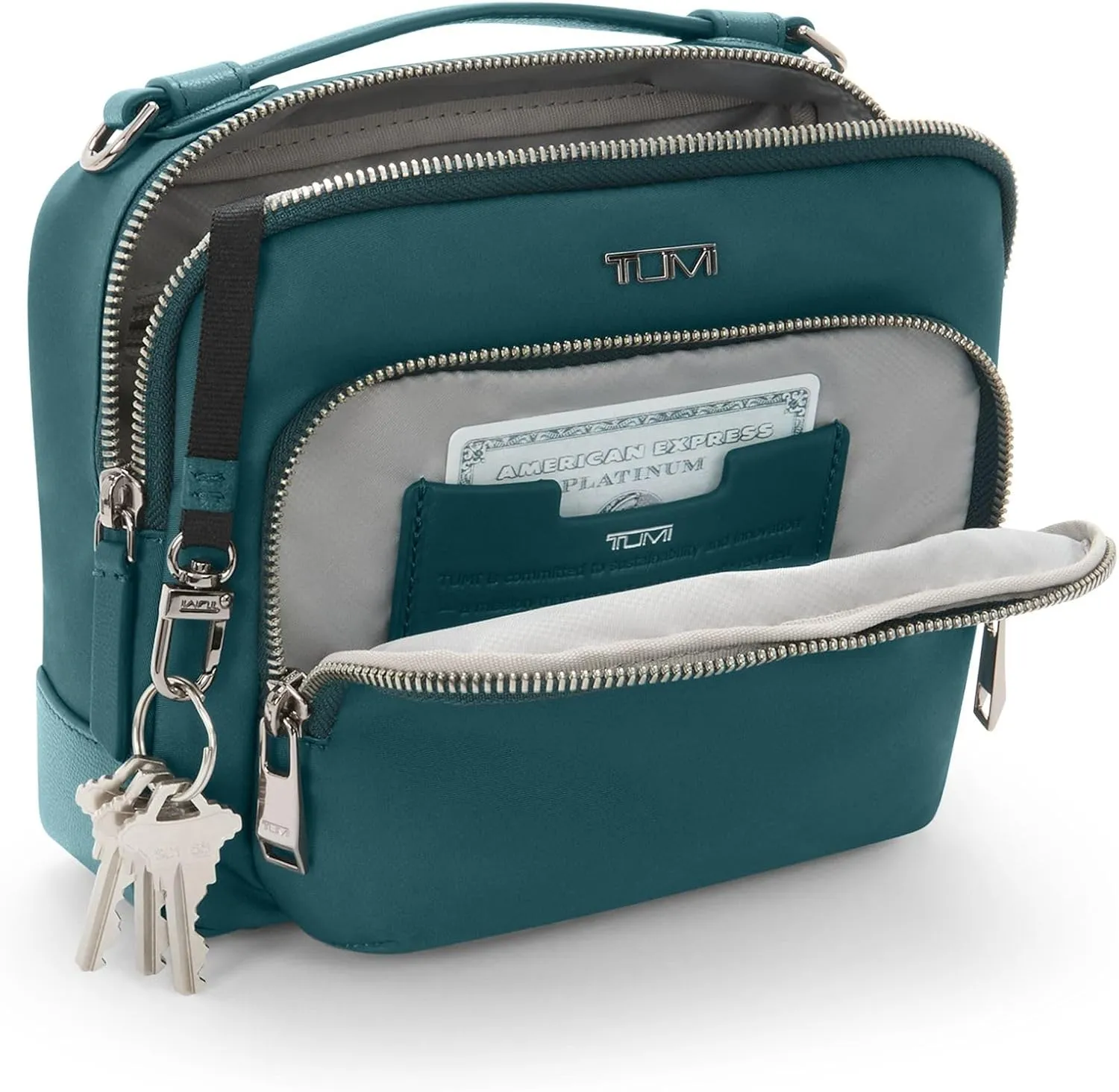 TUMI - Voyageur Teghan Crossbody - Compact Purse with Leather Trim - Sleek Crossbody Bags - For Everyday Casual Travel