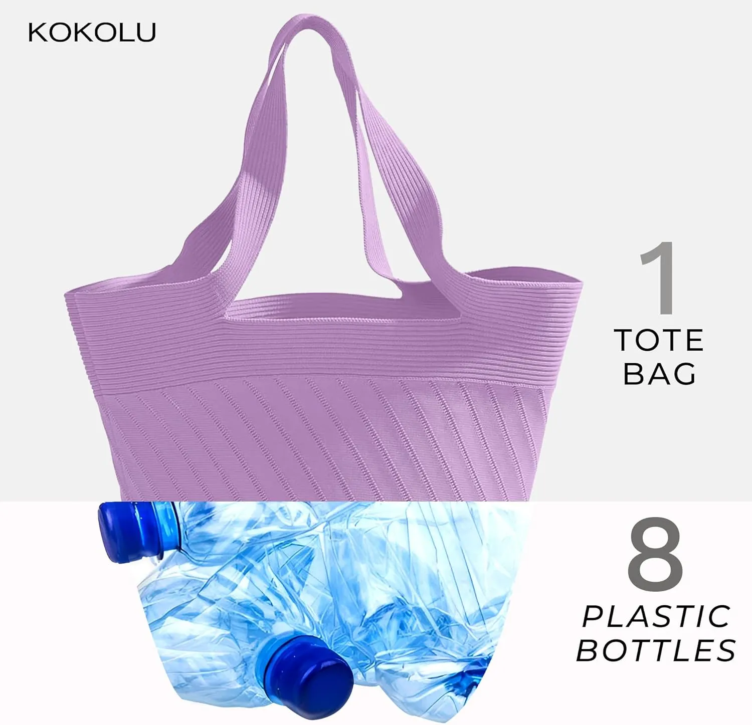 Ultra Lightweight Tote Bag For Women (18.7” x 8.5”) - Upcycled Flexible Machine Washable Shopping Tote Bag For Women