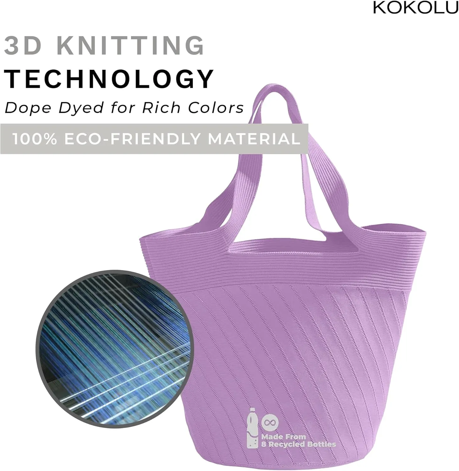 Ultra Lightweight Tote Bag For Women (18.7” x 8.5”) - Upcycled Flexible Machine Washable Shopping Tote Bag For Women