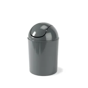 Umbra 1.25-Gallon Mini Waste Can w/Swing-Top Lid - Small Garbage Bin for Compact Spaces Under Tables & Counters, Miniature Trashcan, Removable Lid for Kitchens Bathrooms Bedrooms Dorms, Dark Grey