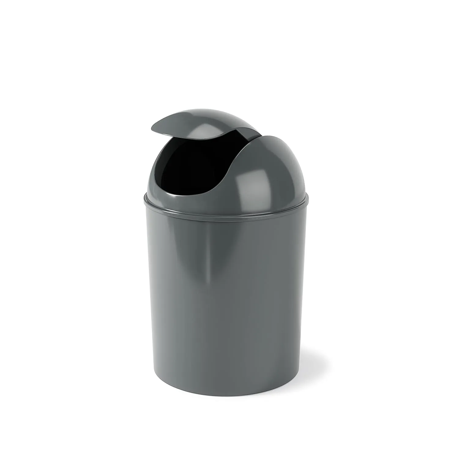Umbra 1.25-Gallon Mini Waste Can w/Swing-Top Lid - Small Garbage Bin for Compact Spaces Under Tables & Counters, Miniature Trashcan, Removable Lid for Kitchens Bathrooms Bedrooms Dorms, Dark Grey