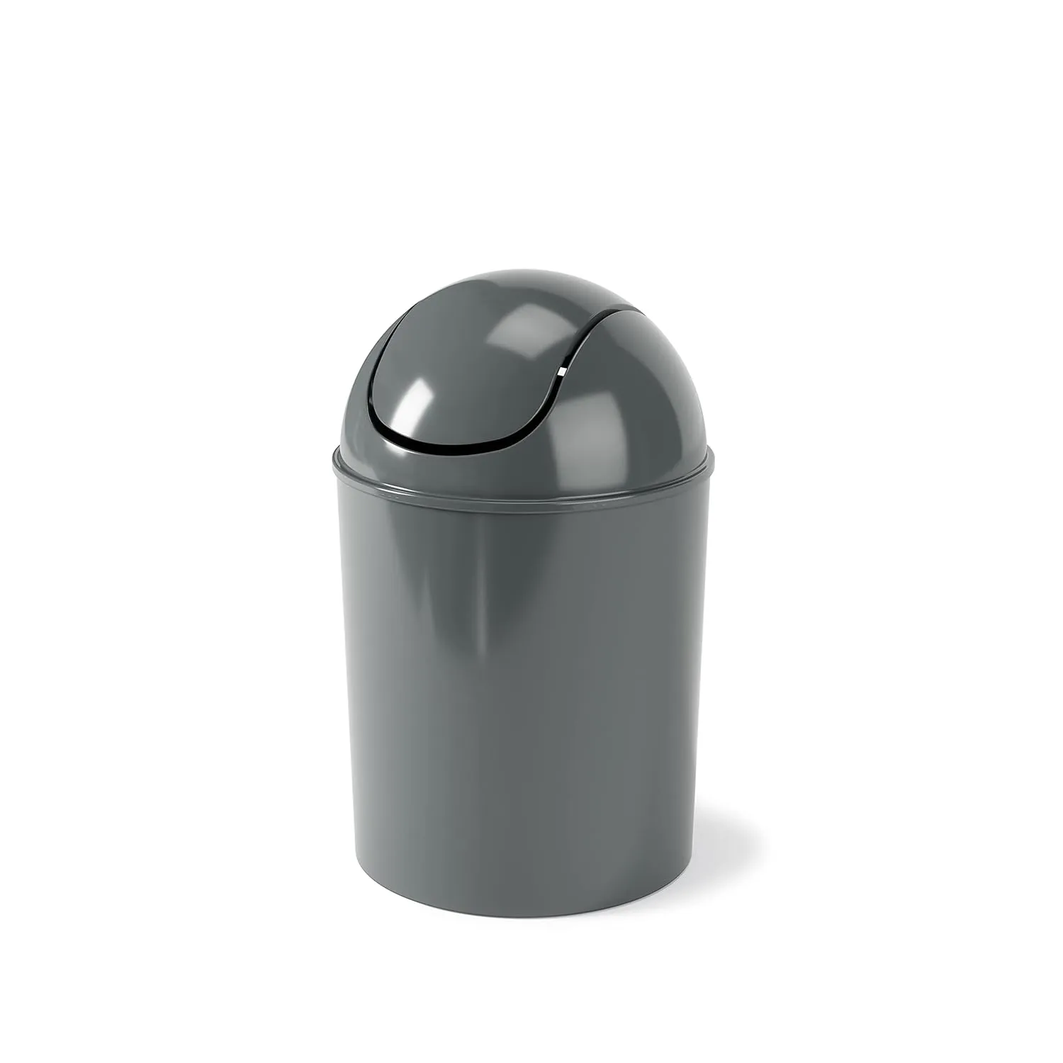 Umbra 1.25-Gallon Mini Waste Can w/Swing-Top Lid - Small Garbage Bin for Compact Spaces Under Tables & Counters, Miniature Trashcan, Removable Lid for Kitchens Bathrooms Bedrooms Dorms, Dark Grey