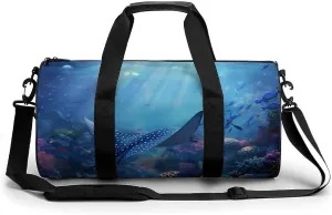 Undersea Wildlife Stingray Lightweight Gym Bag for Men Women Travel Duffel Bag Sports Workout Bag with Adjustable Strap