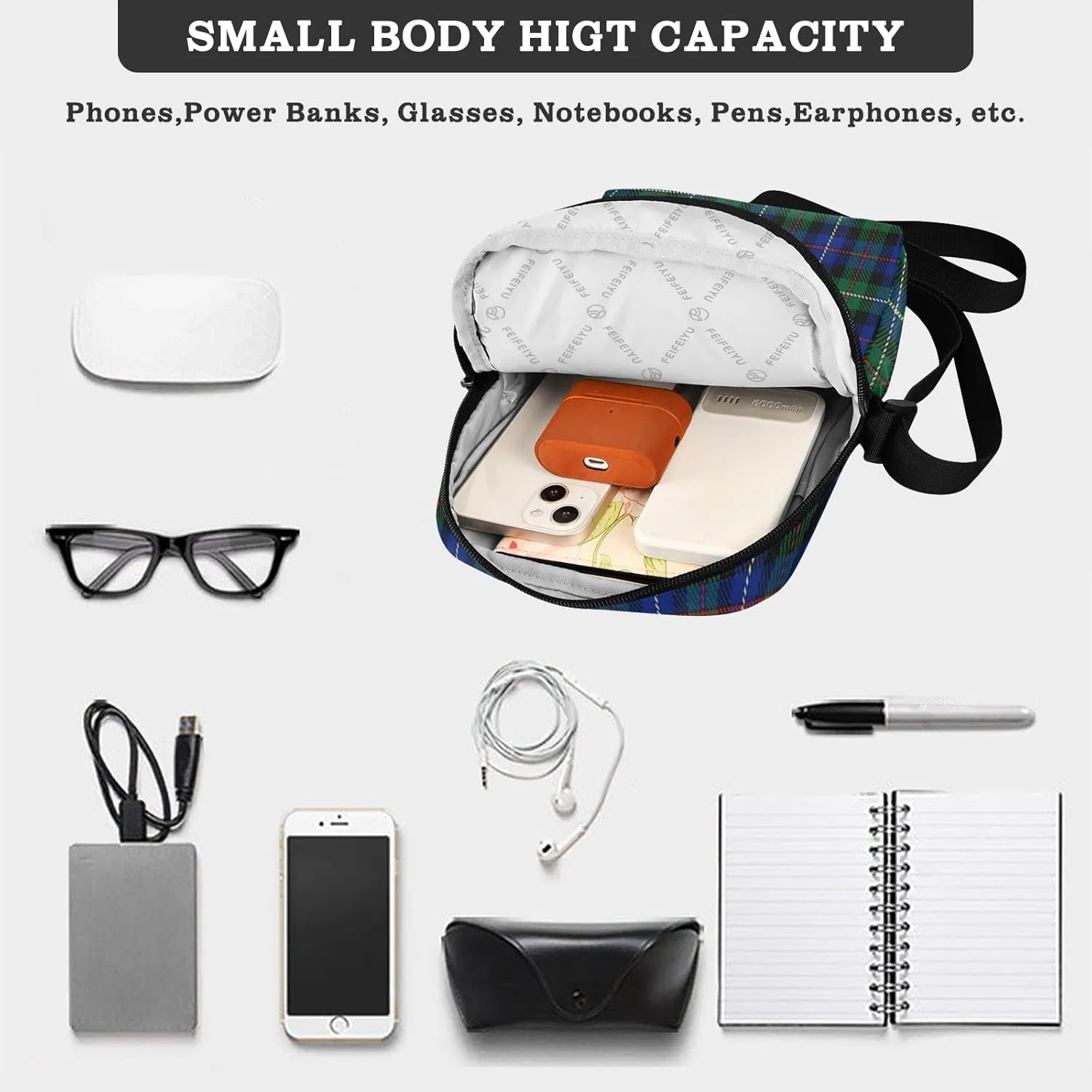 Unisex Crossbody Bag, Cream Color Durable Sling Side Shoulder bags for men women, One Size