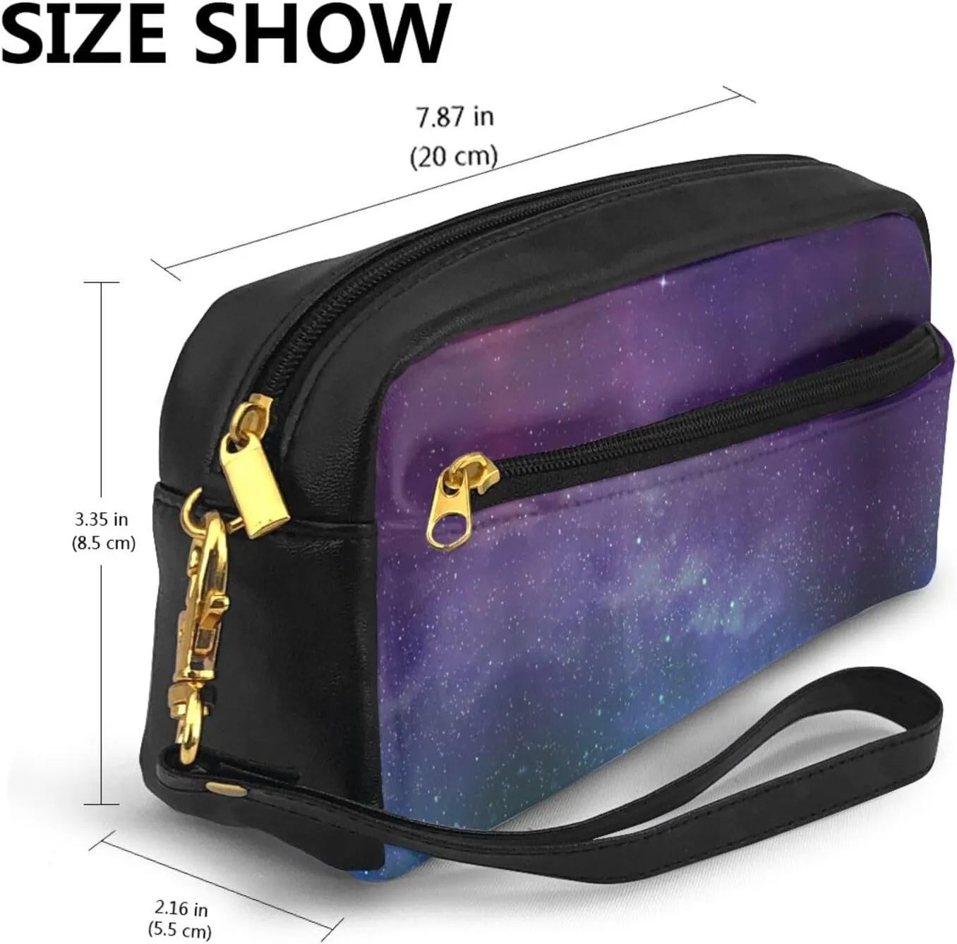 Universe With Stars Galaxy Interstellar Makeup Bag,Small Travel Makeup Organizer Bag For Women Double Layer Portable Makeup Bags