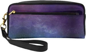 Universe With Stars Galaxy Interstellar Makeup Bag,Small Travel Makeup Organizer Bag For Women Double Layer Portable Makeup Bags