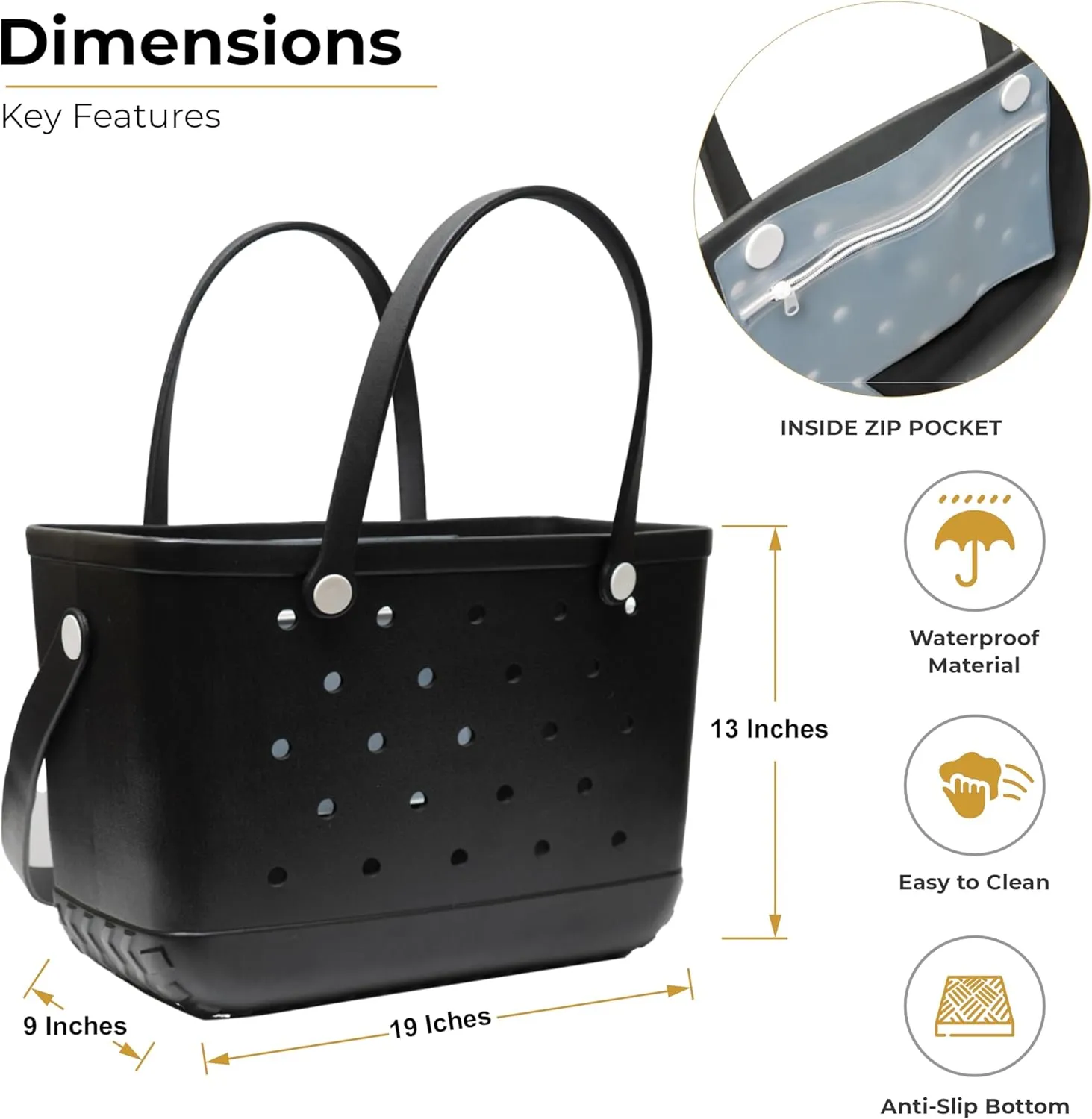 UPGRADED !!! Large Universal Beach & Grocery Tote Bag with Shoulder Strap Plus FREE Clear Zipped Bag is INCLUDED !!!