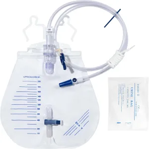 Urinary Drainage Bag 2000ml, 10 Pack Catheter Bags for Women and Men, Professional Urinary Drainage Bags with Anti-Reflux Chamber, 48” Drainage Tube, Adjustable Clips & Hanging Hook