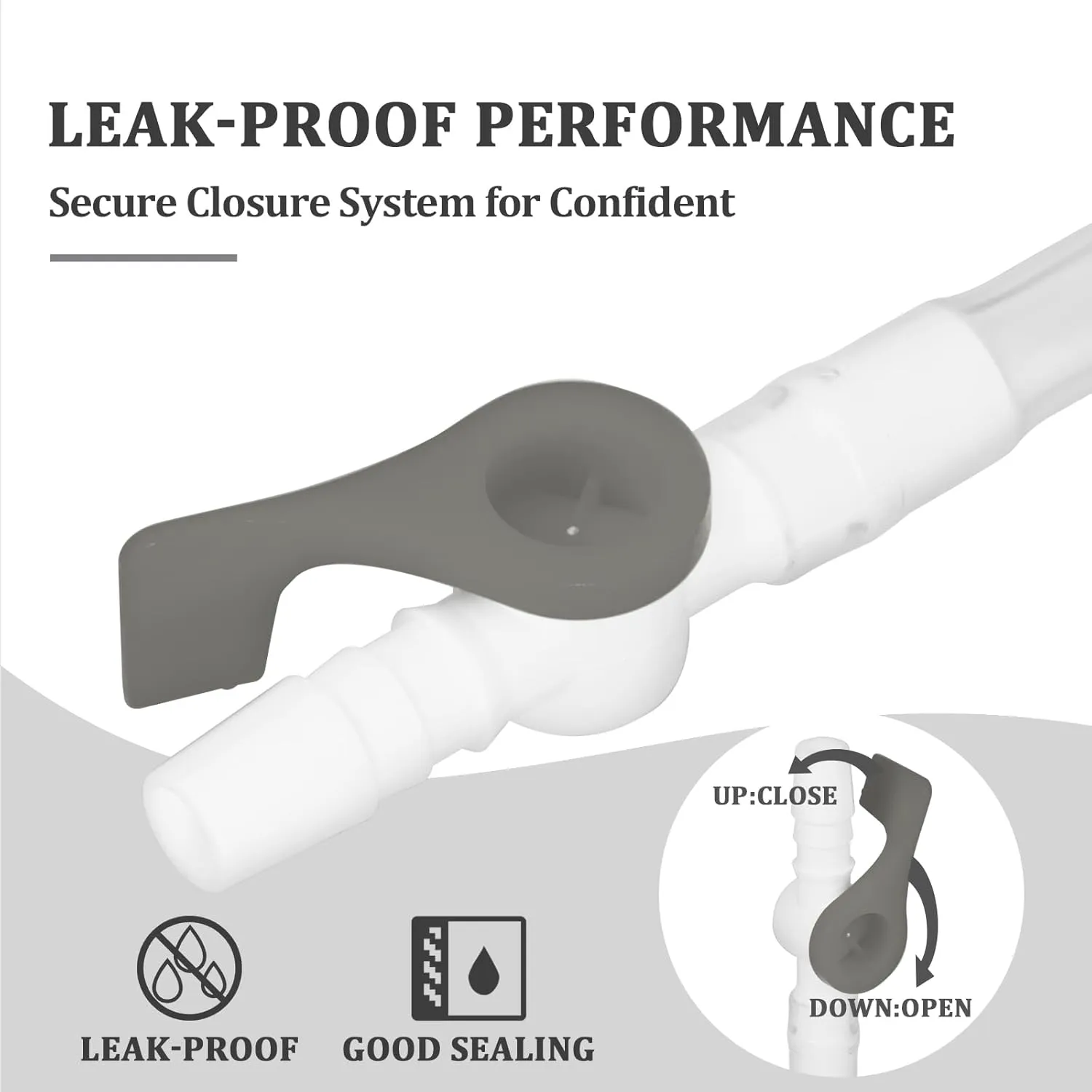 Urinary Drainage Bag Valve with Silicone Extension Tubing, Easy-Flow Control Valve and Leak-Proof Design for Leg and Bedside Bags, 10 Pack Grey