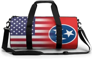 U.S.A Tennessee State Flag Compact Gym Bag Travel Duffel Bags Lightweight Foldable Sports Tote Gymbag