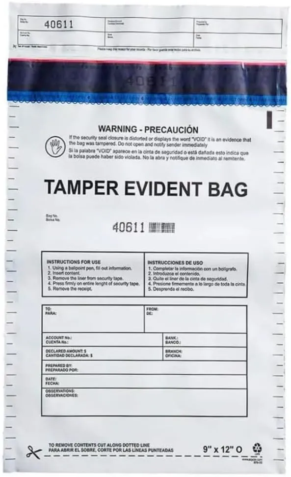 USPACKSMART 12”x16" Opaque Plastic Deposit Bags with Security Tape Tamper Evident - Secure Bank Deposits, Cash Handling, & Currency Transport | Self-Sealing Tape with Hidden Graphics | 100-Pack