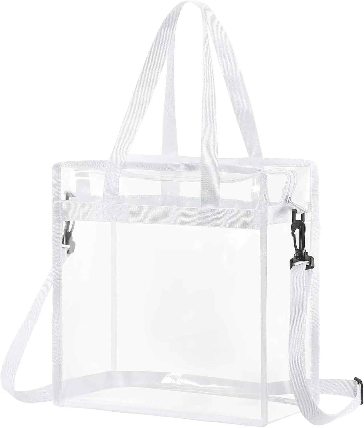uxcell Clear Tote Bag, PVC Waterproof Closure Crossbody Shoulder Bag with Zipper and Adjustable Strap for Stadium Events