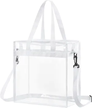 uxcell Clear Tote Bag, PVC Waterproof Closure Crossbody Shoulder Bag with Zipper and Adjustable Strap for Stadium Events