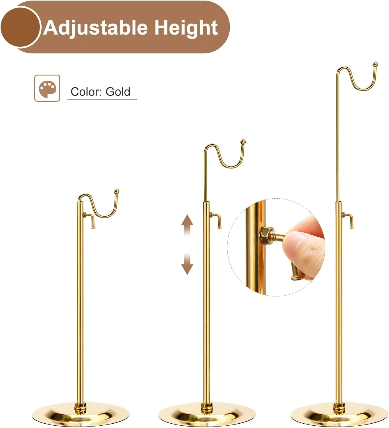 uxcell Purse Display Stand Adjustable Tabletop Single Hook Handbag Rack Stainless Steel Bag Holder for Retail Boutique Store - Gold
