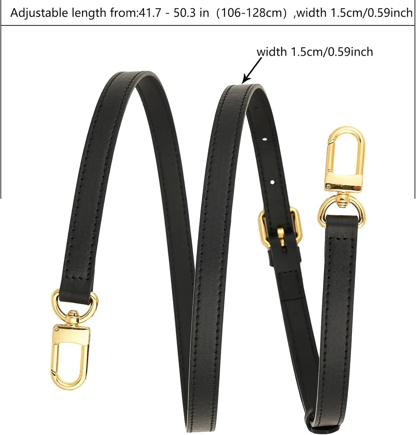 Vachetta Leather Adjustable Crossbody Strap women crossbody leather purse strap (black-width:0.59 inches(1.5cm))