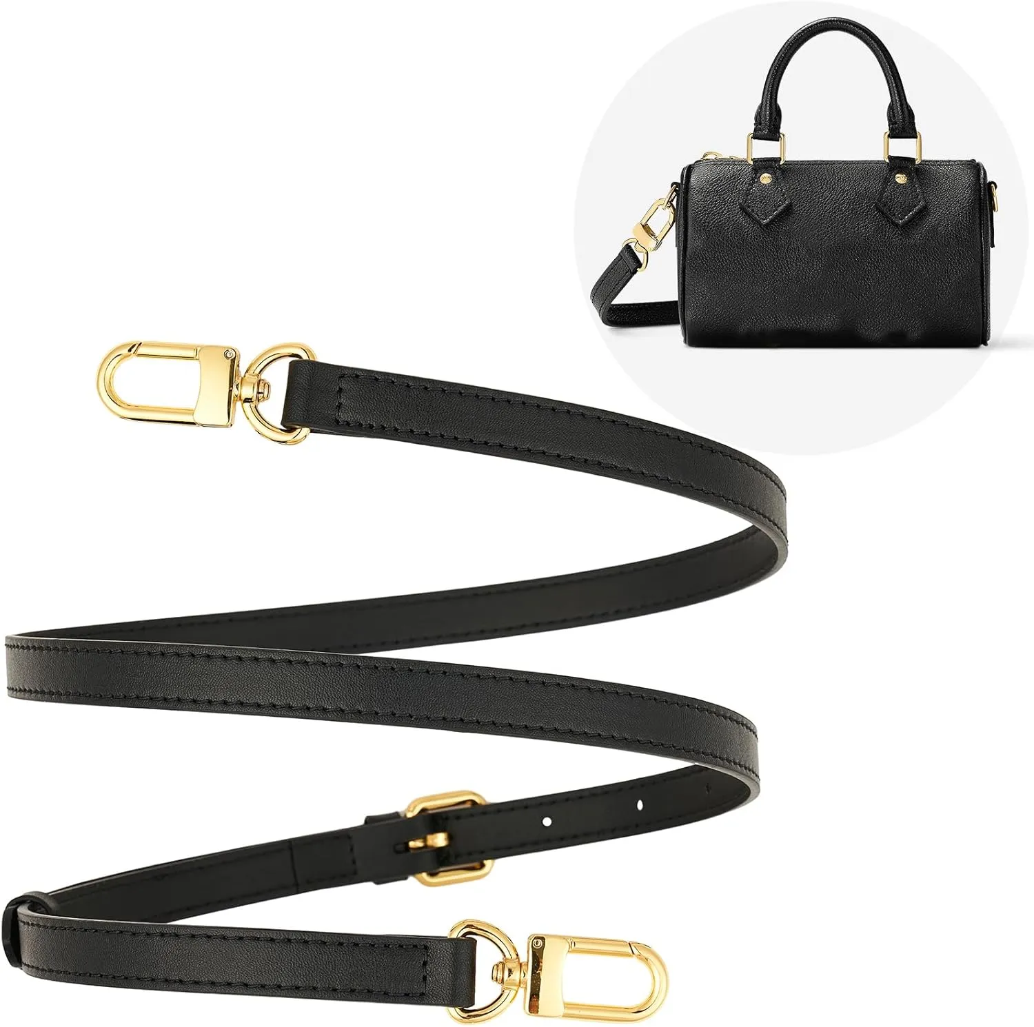 Vachetta Leather Adjustable Crossbody Strap women crossbody leather purse strap (black-width:0.59 inches(1.5cm))