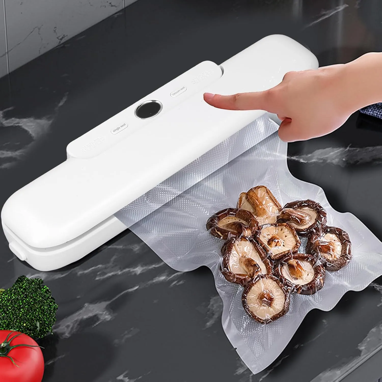 Vacuum Sealer Machine Dry and Wet Sealing, Point Vacuum, Single Sealing for Snacks Preservation Compact Food Sealer (US Plug 110-230V)
