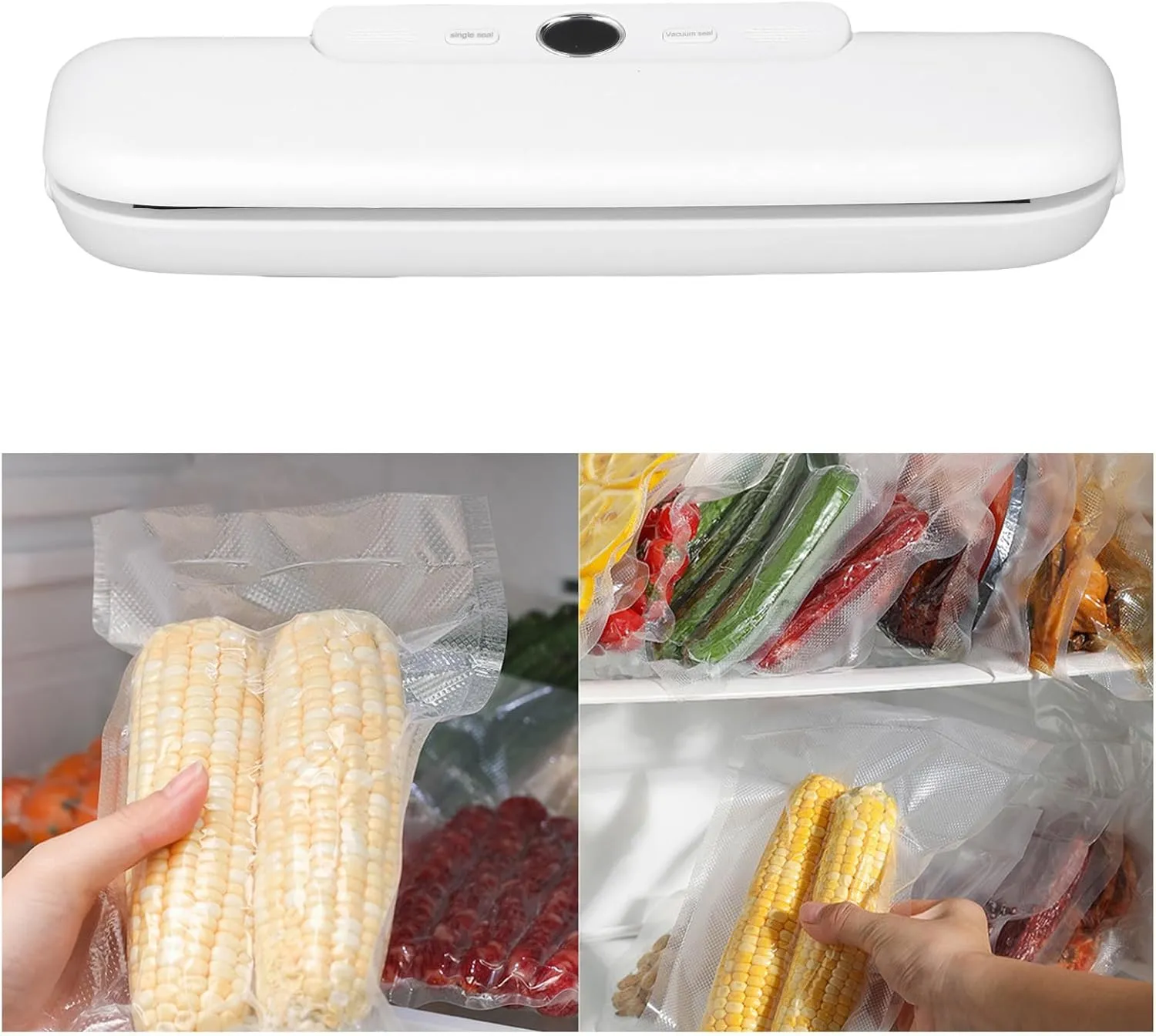 Vacuum Sealer Machine Dry and Wet Sealing, Point Vacuum, Single Sealing for Snacks Preservation Compact Food Sealer (US Plug 110-230V)
